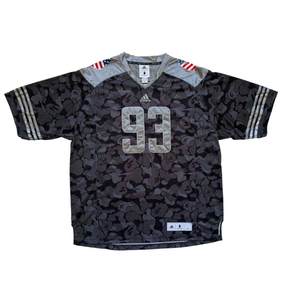 Adidas x A Bathing Ape BAPE Football Jersey # 93 Black Camo Mens Sz 2XL